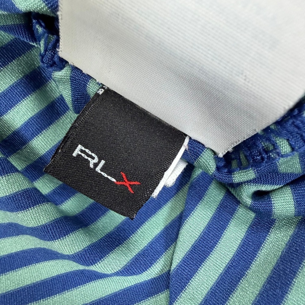 RLX Ralph Lauren Polo Shirt Mens XL Blue Striped Performance Short Sleeve Good - Picture 9 of 11